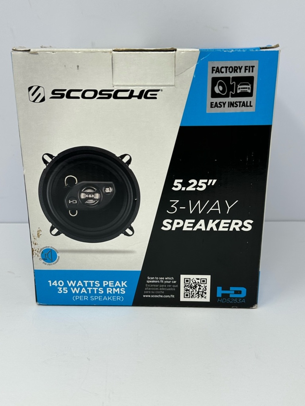 NEW! Scosche 3 Way Speaker pair 35 Watts RMS 140 Watts peak 5.25" HD5253A door